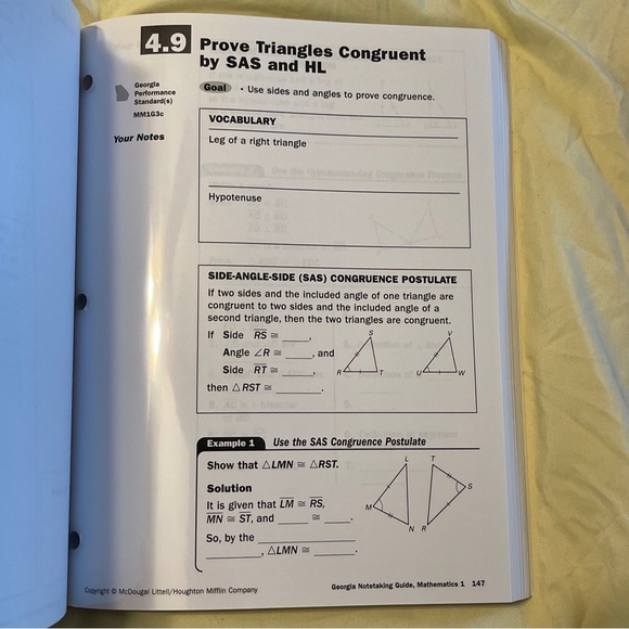 Mathematics 1 Georgia Notetaking Guide Transparencies McDougal Littell Book - Picture 14 of 16